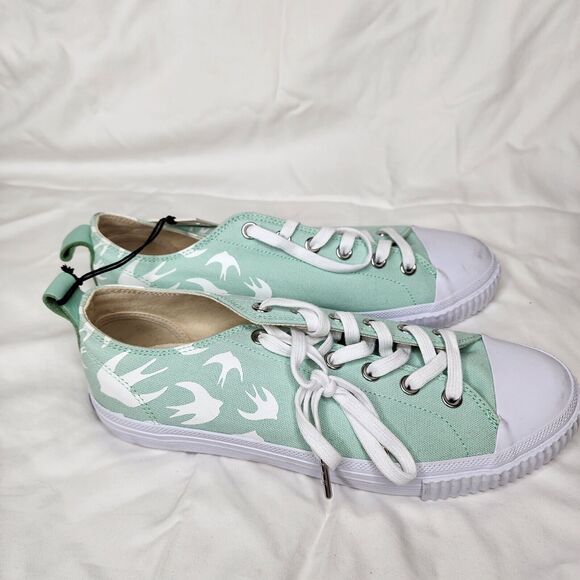 McQ Alexander McQueen Swallow Swarm Bird Mint Low Top Sneakers Sz 41 Men 8 W 11 - Picture 3 of 9